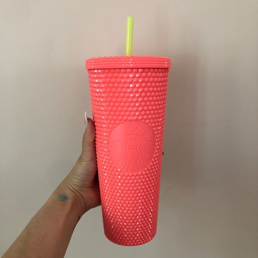 NWT Starbucks Coral Dragon Fruit Studded Tumbler 24 oz Venti Hawaii
